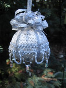 Sandy Arthur Silver and Pearls Needlepoint Onament